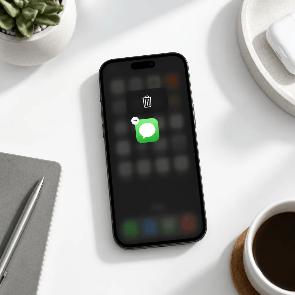Symbolbild: Smartphone auf weißem Tisch – WhatsApp deinstallieren leicht gemacht