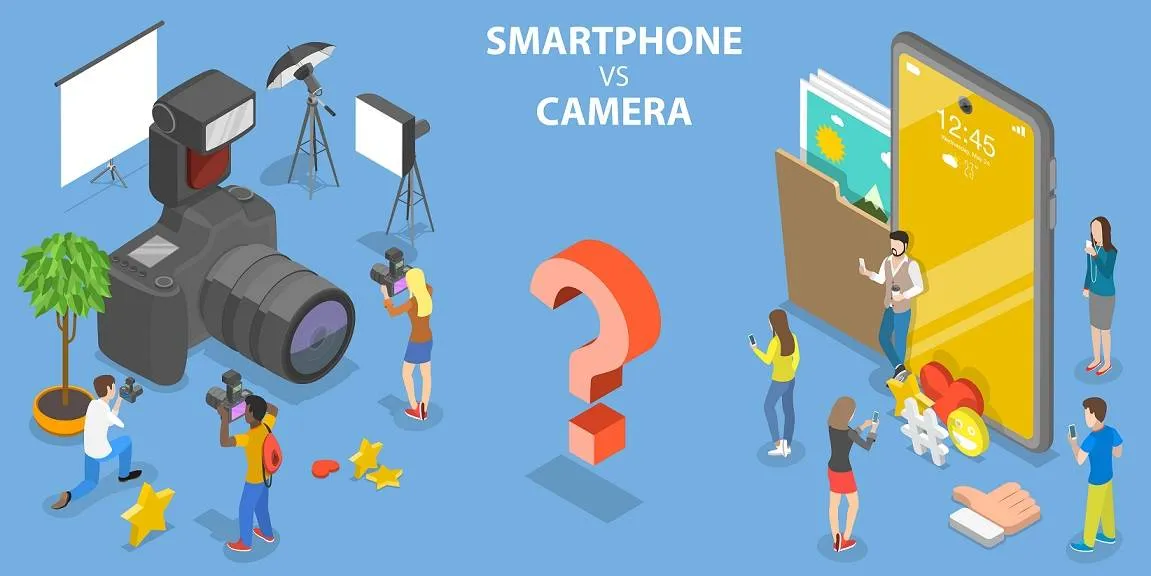 Smartphone und eine Digitalkamera