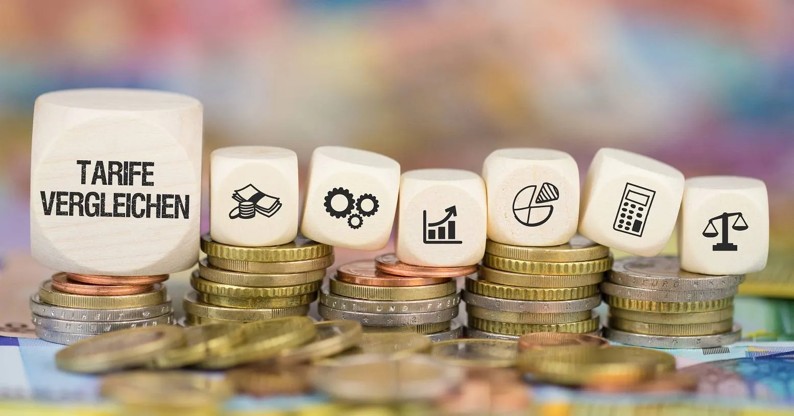Tarif vergleichen Symbole auf Würfeln